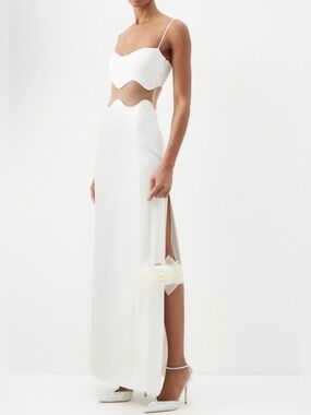 GALVAN LONDON
Isola Bella mesh-paneled knitted maxi US8 NWT